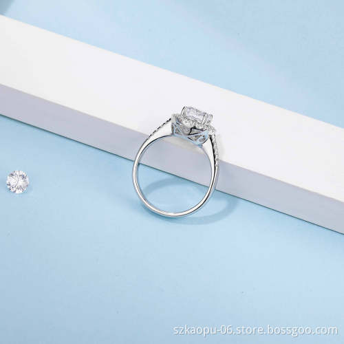 Snowflake Mosang Stone Ring 925 Sterling Silver Classic Six Claw Mosang Diamond Ring